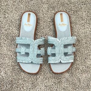 Sam Edelman Light Blue Fringe Sandals